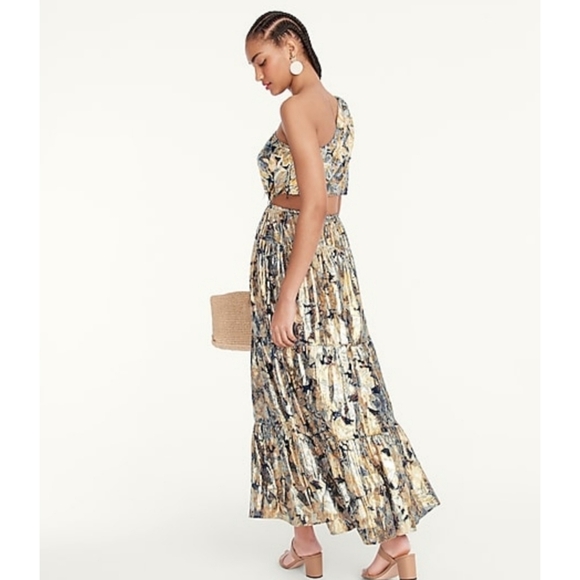 J.Crew Collection One-Shoulder Silk-Lurex® Dress in Lily S…